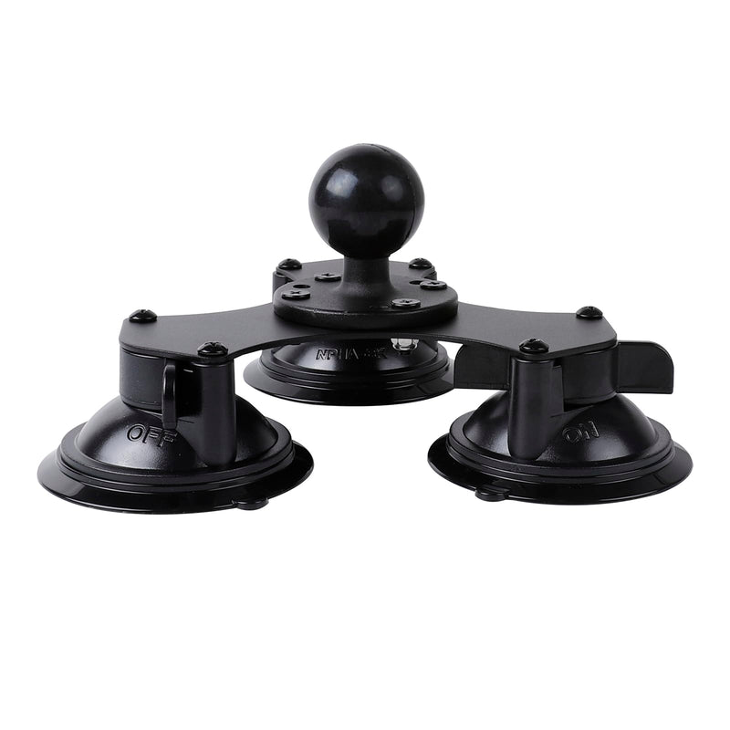 Triple Suction Cup with 1.5" / 38mm Ball, Heavy Duty 3 Suction Car Mount Base Compatible with RAM Mounts and Other C Size Double Socket Arm