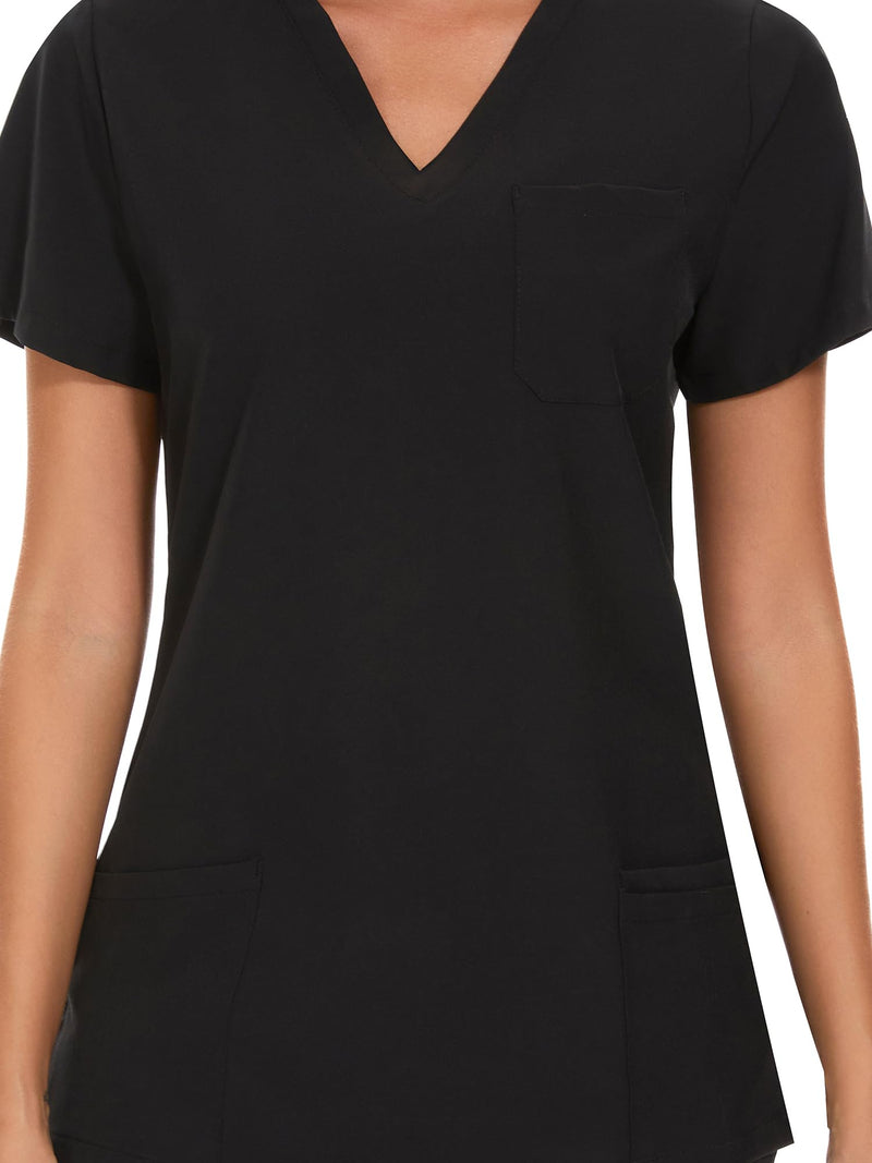 COZYFIT Scrubs for Women Set - Stretch V-Neck Scrub Top & Jogger Pant with 8 Pockets COZY SCRUBS X-Large Black