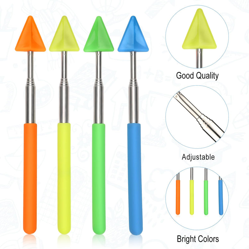 4pcs Teacher Pointer Stick Arrow, Telescopic Pointer Stick Funny Arrow Pointer Triangular Retractable Pointer Extendable Handheld Guiding Stick for School Office Presentation Classroom