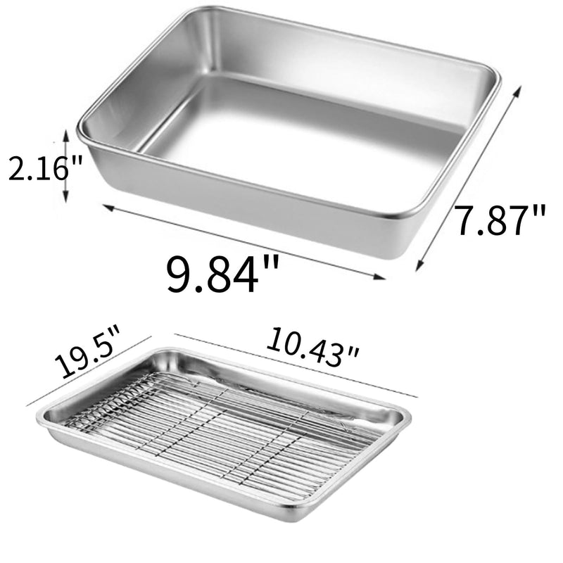 Set of 3 Breading Pans, Chicken Cutlet Dredging Trays with Stainless Steel Oil Filter Tray Breading Trays for Cooking, Food Prep for Preparing Bread-Crumb Dishes, Panko, Schnitzel