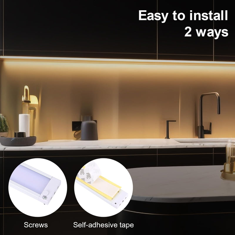 4pack 7inch Dimmable LED Kitchen Light Kit, 2700-6000K Smart Closet Cabinet Lighting Fixture APP Control, Work with Alexa, Google Assistant, for Under Counter, Garage, Pantry (White) White