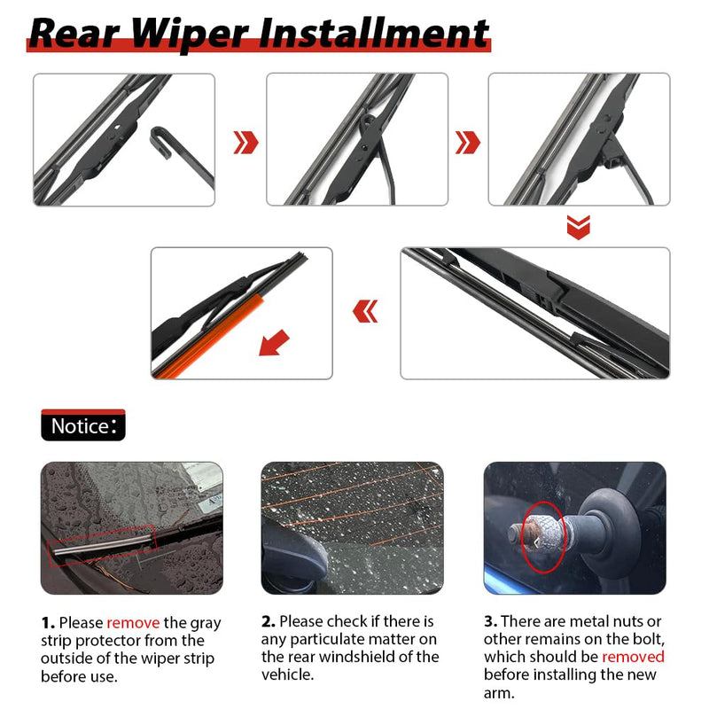 OTUAYAUTO Rear Windshield Wiper Replacement for Chevrolet Chevy Equinox 2010-2017, GMC Terrain 2010-2017, Back Window Wiper Blade Arm Accessories, Wiper Cover Kits Assembly for Rear Window