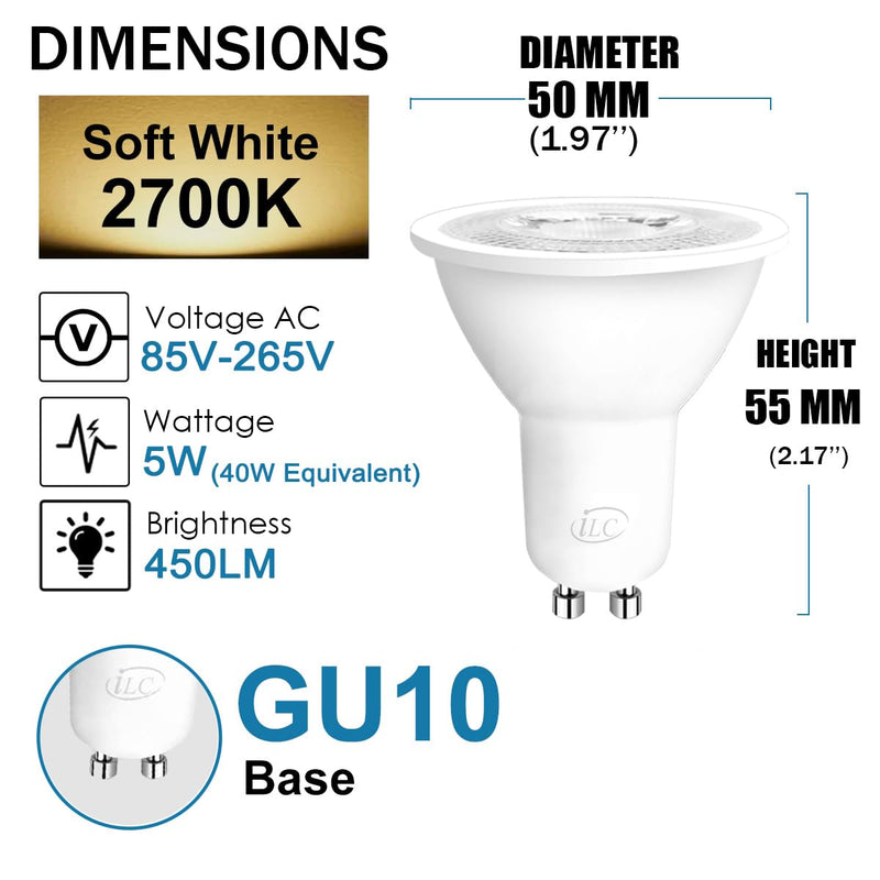 ILC GU10 LED Light Bulb 40 Watt Equivalent Color Changing 12 Colors 5W Dimmable Warm White 2700K RGB LED Light Bulbs with Remote Control (Pack of 8) Warm White 2700k + Rgb Pack of 8