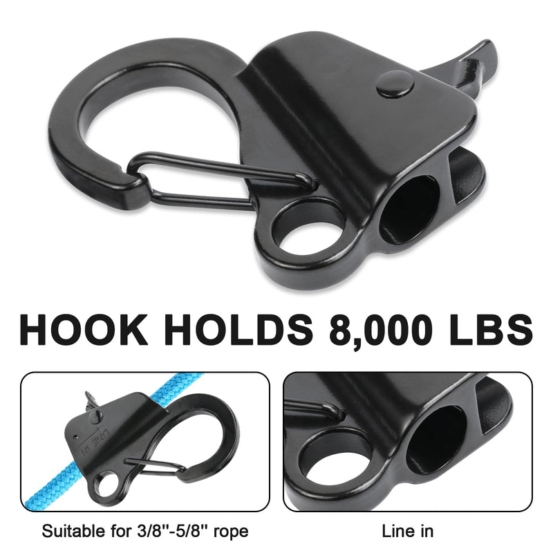 Leero 2PCS/4PCS Stainless Steel Anchor Hook, Load Capacity 8,000 lbs Boat Anchor Hook, Boat Anchor Hook Clip for 3/8“ - 5/8” Boat Anchor Rope with Quick Release for Small Boat Pontoons and Kayaks 2 Pack