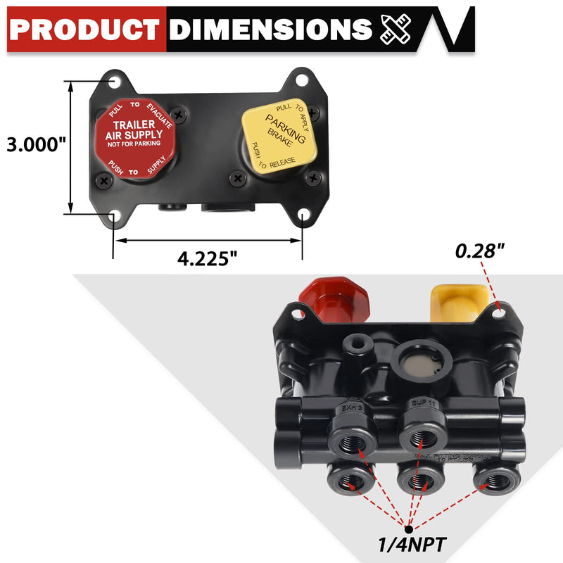 MV3 Trailer Parking Brake, MV-3 Dash Brake Control Module Replacement for Volvo Western Star Truck Peterbilt 377 Bendix 800516 065167 065697 3948331 394979