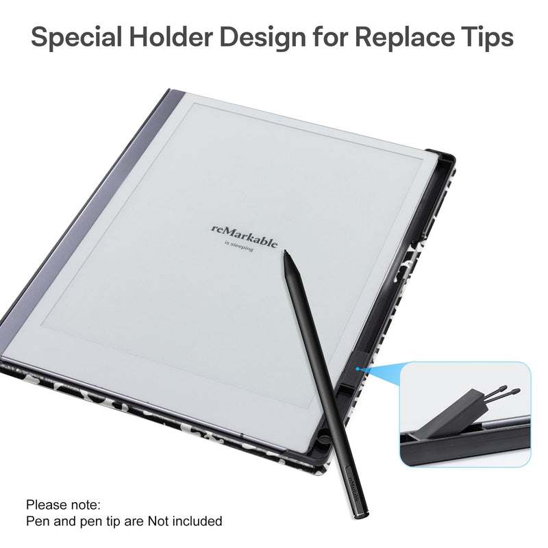 CoBak Case for Remarkable 2 Paper Tablet with Two Viewing Angles- Lightweight and Hard Back Shell Protective Book Folio Cover with Built-in Pen Holder - for 10.3" 2020 Released (with Stand Notebook) Black Notebook with Stand