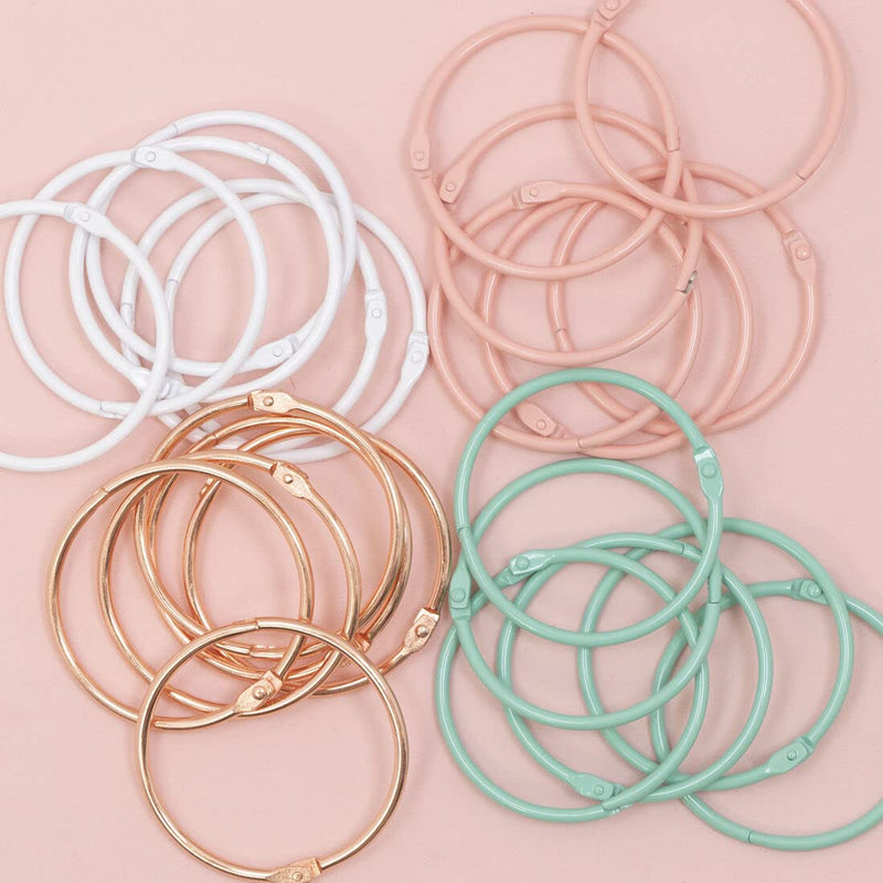 Craftelier - Set of 6 Metal Binding Rings for Scrapbooking, Card Making and Other Craft Projects | Rings for Photo Albums, Notebooks or Diaries | Size Ø 60 mm - Baby Pink Colour