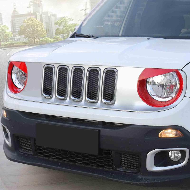 RT-TCZ for Renegade Front Light Cover Trim, Headlight Angry Eyes Bezels for Jeep Renegade 2016 2017 2018 Red Exterior Accessories 2pcs