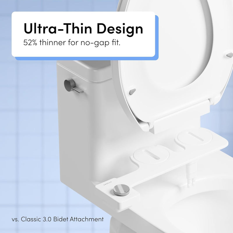 TUSHY NEW Fresh Dual Nozzle Cool Water Bidet: Ultra Slim Toilet Seat Attachment Sprayer with Luxury 2 in 1 Front & Rear, Self-Cleaning, 180º Clean (DIY Install, 10 Minutes), Non-Electric, Bamboo Knob