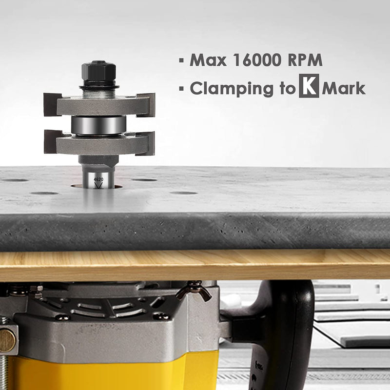 Pro Adjustable Tongue and Groove Router Bit Set 1/2 Inch Shank, T Shape Wood Milling Router Bit for Match Oak Hardwood Floor Wainscoting Boards Joinery 7/32" to 3/8" Space