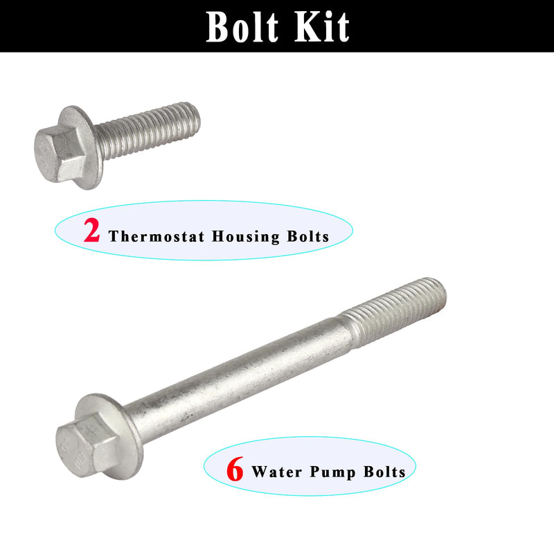 Water Pump & Thermostat Housing Bolt Kit Fits for 1997-2014 LS Series engines LSX LS1 LS2 LS3 LS6 LS7 LS9 LQ4 LQ9，5.3L 6.0L 6.2L thermostat shell bolts