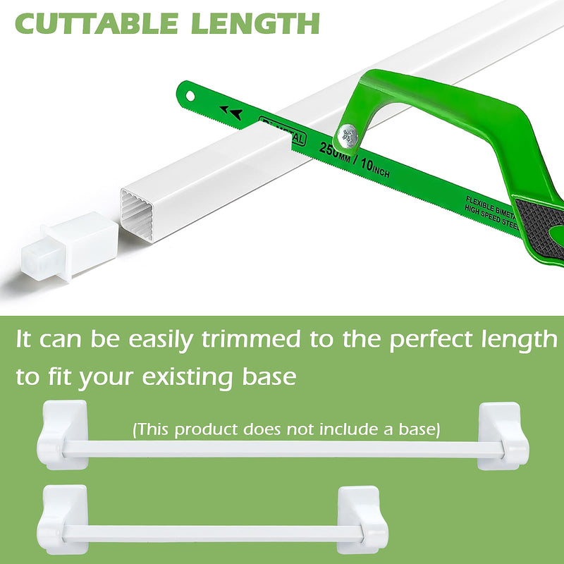 AIDIMMING 24 Inch Towel Bar Replacement Rod for Ceramic Holders with Square Slots, Adjustable Spring Loaded Plastic Square Bar, Cut-to-Fit White Replacement Towel Bar for Bathroom Shower, Rod Only