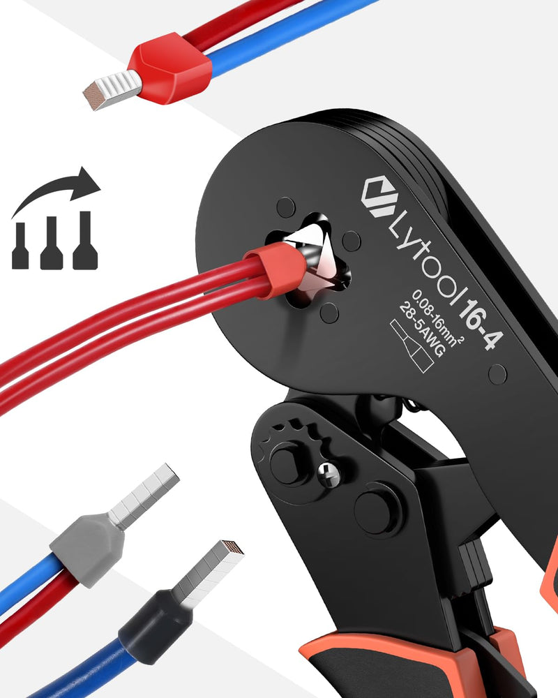 Ferrule Crimping Tool Kit, Lytool Wire Crimper Pliers (AWG 28-5/0.08-16mm²), Wire Ferrule Kit with Square Ratchet Crimper and 1200PCS Ferrule Connectors Wire Ferrules Terminals Kit Square Wire Crimping Pliers + 1200 Wire Ferrules