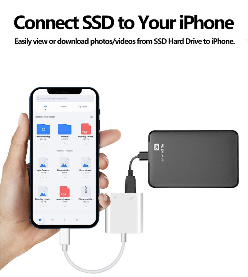 Apple Lightning to USB Camera Adapter, USB 3.0 OTG Cable for iPhone/iPad to Connect Card Reader, USB Flash Drive, U Disk, Keyboard, Mouse, Hubs, MIDI, Plug & Play (White#) White#