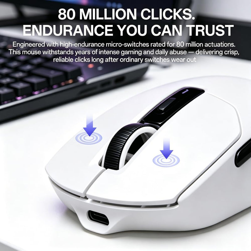 Tyrfing V1 Tri-Mode Wireless Gaming Mouse White | RGB Magnetic Charging Dock, Tri-Mode Wireless (BT/2.4G/USB-C), Ultra-Light 59g Design, USB-C Rechargeable,PAW 3311