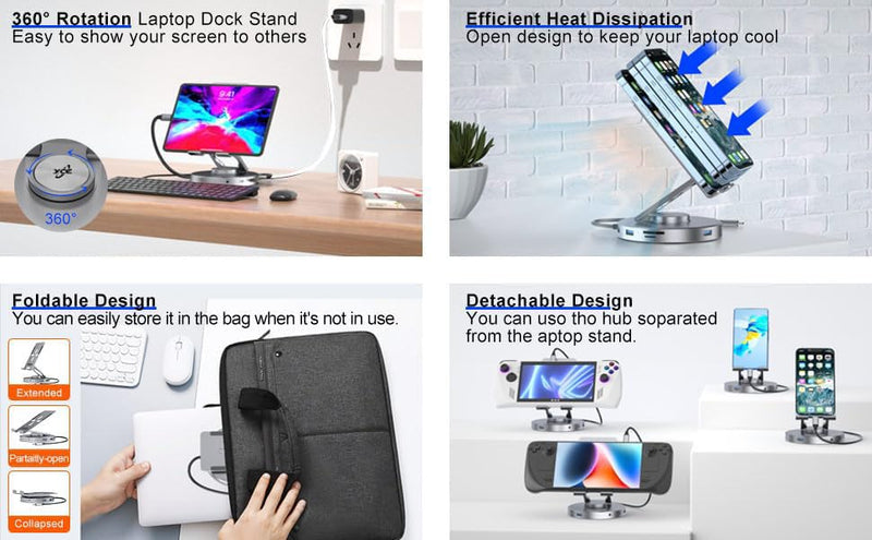 Docking Station for Steam Deck ROG Ally - 10 in 1 Stream Deck Dock with HDMI 2.0 4K@60Hz, SD/TF, 3.5mm Audio, PD 100W, 3 USB-A 3.0 and Full Speed Charging USB-C Port Compatible with Valve Steam Deck 10 in 1 with 4 USB 3.0