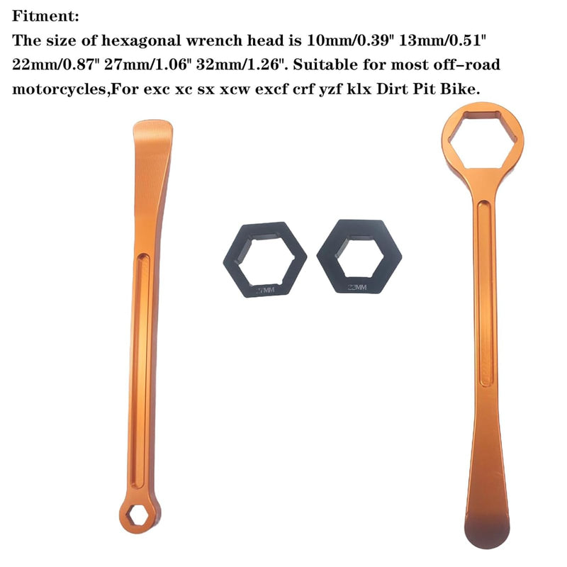 Motorcycle Tyre Iron Tool Kit Levers Hex Wrench Spanner Head Tire Change 10mm 13mm 32mm 27mm 22mm 0.87'' 1.06''0.51''0.39'' 1.26'' Tire Repair Tool For EXC SX XC Motorbike Dirt Pit Bike (Orange) Orange