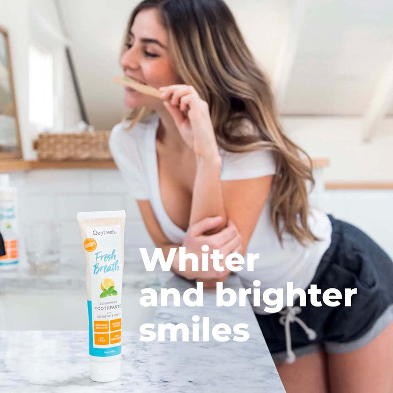 Oxyfresh Maximum Fresh Breath Lemon Mint Toothpaste - Clean Teeth & Fresh Breath - Natural Essential Oils & Natural Xylitol to Help Fight Tartar - SLS & Fluoride Free - 5 oz (Pack of 3) 5 Ounce (Pack of 3)