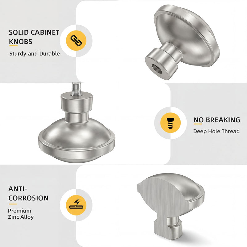Goldenwarm 10 Pack Drawer Knobs 1-1/4 Inch Brushed Satin Nickel Kitchen Cabinet Knobs - Solid Round Dresser Drawer Knobs - Modern Cabinet Hardware for Bathroom Vanity Cabinets and Dressers Drawers Knob(1-1/4 In)