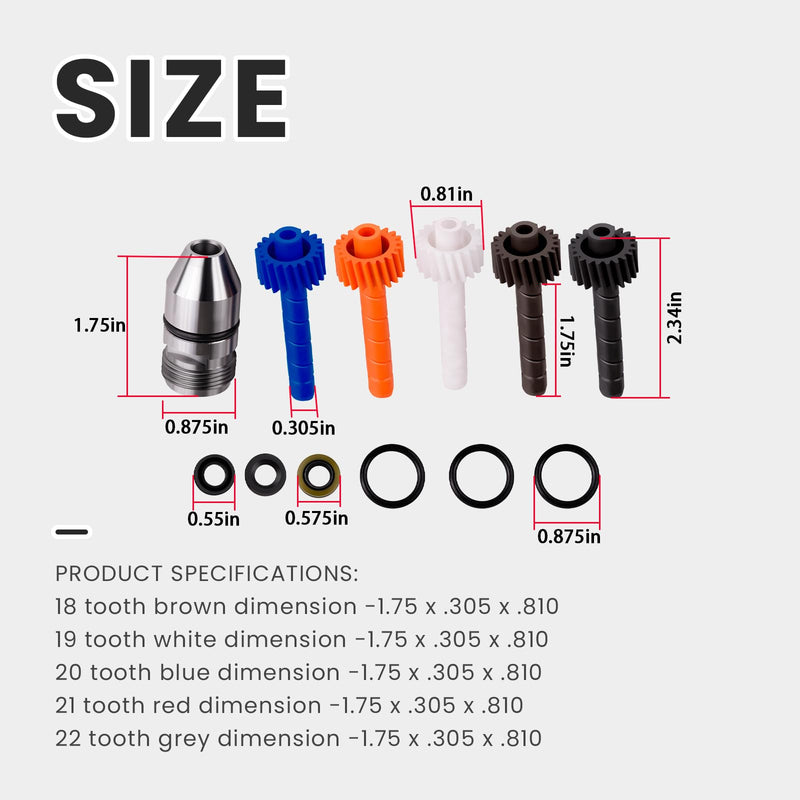 18 19 20 21 22 Teeth Speedometer Driven Gear and Bullet Kit,Gears are Used in Muncie, GM T10, GM Super T10, Saginaw 3 & 4 Speed, GM T5, Powerglide, 200 & 350 transmissions