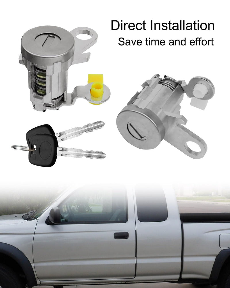 Ignition Switch Lock Key and Front Door Lock Cylinder Set Compatible with Toyota Tacoma 1995-2004 Replace 69005-35840 6905135070 6905735070