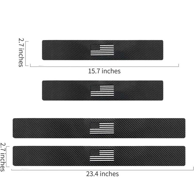 Set of 4 American Flag Carbon Fiber Car Door Sill Protectors - Decorative Entry Guard Scratch Pad Film for Auto, Truck, SUV Front/Rear Doors (Black White American Flag) Black White American Flag