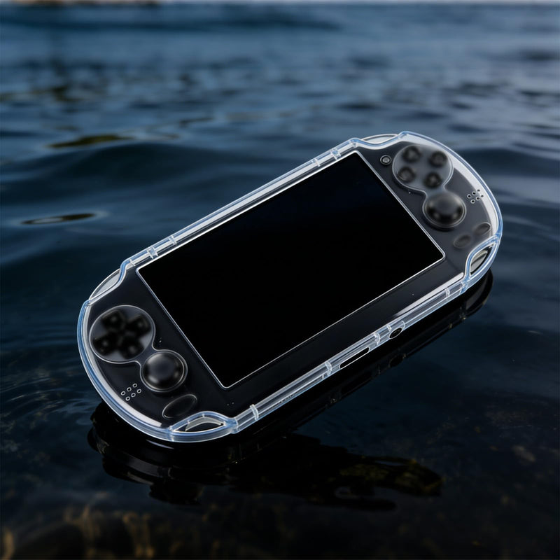 Clear Crystal Hard Shell Case Set for Vita 1000 PCH-1000 Game Console, Clear Protective Case with Tempered Glass Protective Films & Joystick Caps for Retro Game Enthusiasts
