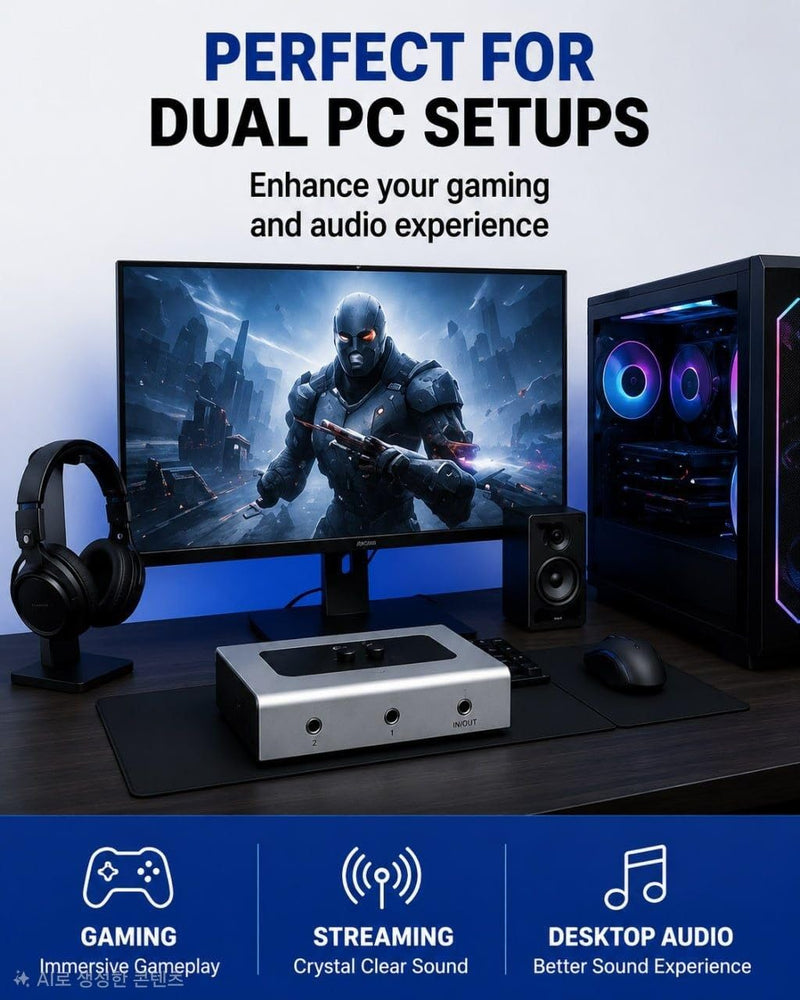 3.5mm Audio Switch, 2 in 1 Out & 1 in 2 Out Audio Selector Switch, Stereo Speaker Switch Box for PC, Laptop, Headphones and Speakers