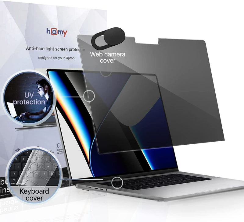 Homy Magnetic Privacy Screen Protector for New MacBook Pro 13 inch Film M2 2022-2023 A2338. Bonus: Ultra-Thin Keyboard Cover, Web Camera Lens Cover. Easy On-Off Security Filter with Storage Folder