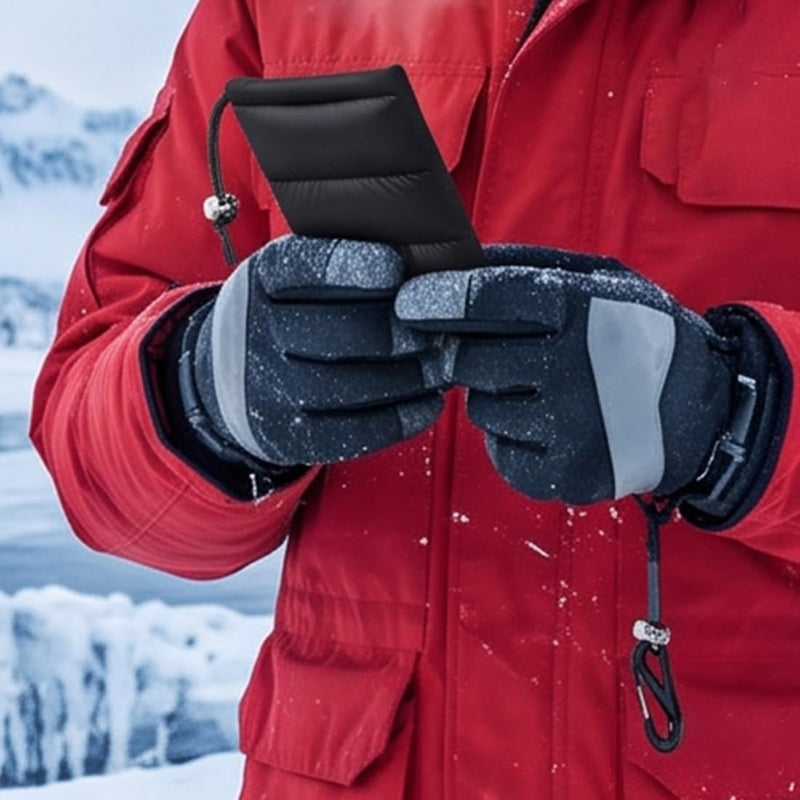 1 Pcs Thermal phone case, insulated pouch,Down Cotton Warm Phone Case Cover Bags Prevents Freezing/Overheating Protector Cellphone Pouch with Carabiner Ideal for Outdoor Camping Hiking Skiing (Black)