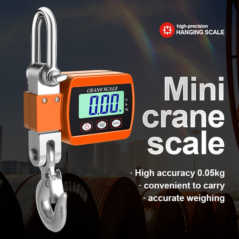 Hanging Scale, Hancaner Digital Crane Scale 1000lbs, Heavy Duty Crane Scale 500Kg LCD Backlight with 3 Unit Change/Tare/Zero for Construction Factory Building Hunting Orange
