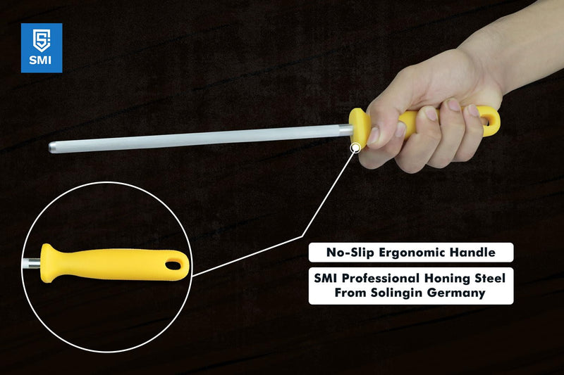 SMI - 9 inch Knife Honing Steel Solingen Germany Sharpening Steel Rod Kitchen Knife Sharpener