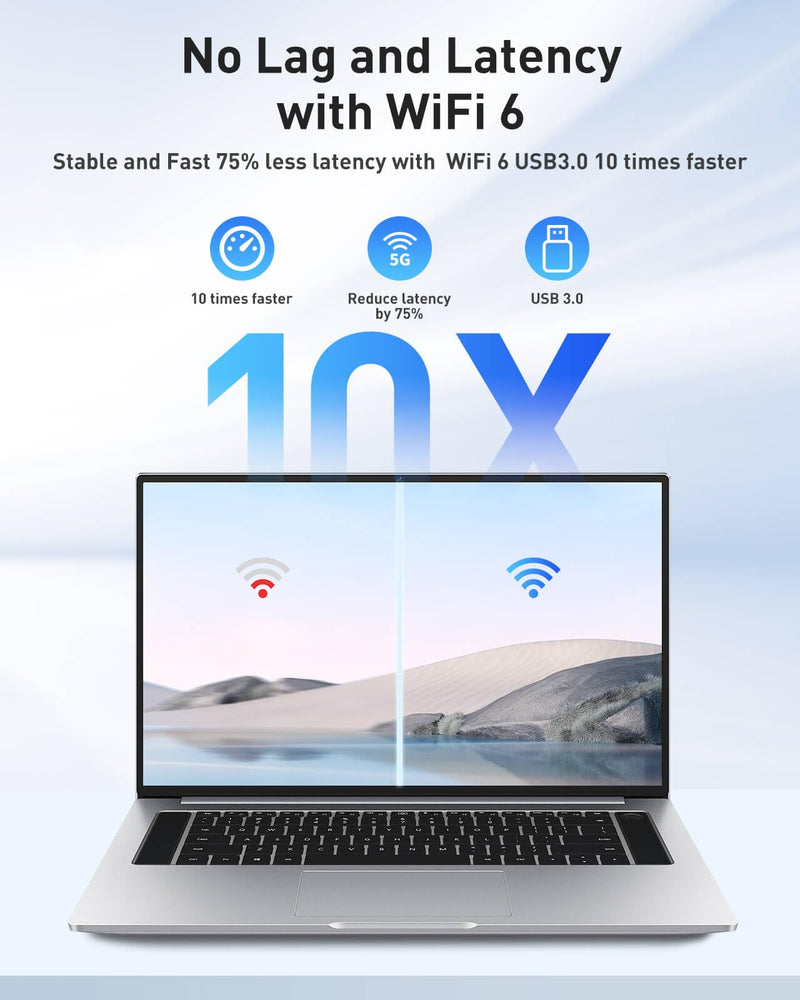 USB WiFi Adapter for PC Desktop - WiFi 6 AX1800Mbps 5GHz 2.4GHz USB 3.0 Wireless Wi-Fi Network Adapter for Desktop Computer Laptop with High Gain Wi-Fi Antenna Supports Win11/10 Black