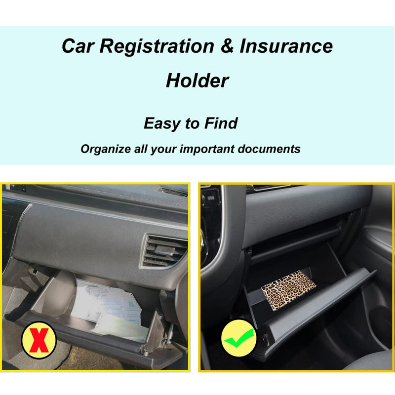 Premium Car Registration and Insurance Holder,Registration Insurance Card Holder of Leopard Print PU Leather Looks Stylish and Special,Glove Box Organizer Makes Your Documents In Order.