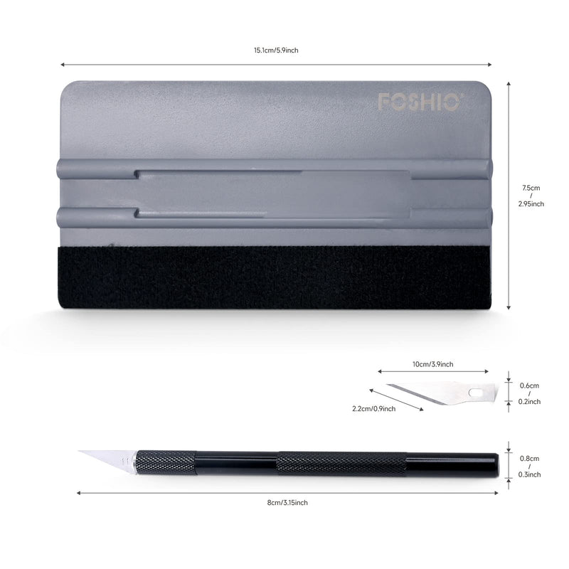 FOSHIO Felt Squeegee Craft Knife Window Tint Kit, 6 Inch Squeegee for Vinyl, Exacto Knife with Extra 5PCS Blades Window Tint Tools, Vinyl Wrap Tool for Window Film, Wallpaper, DIY Craft, Graphic Decal