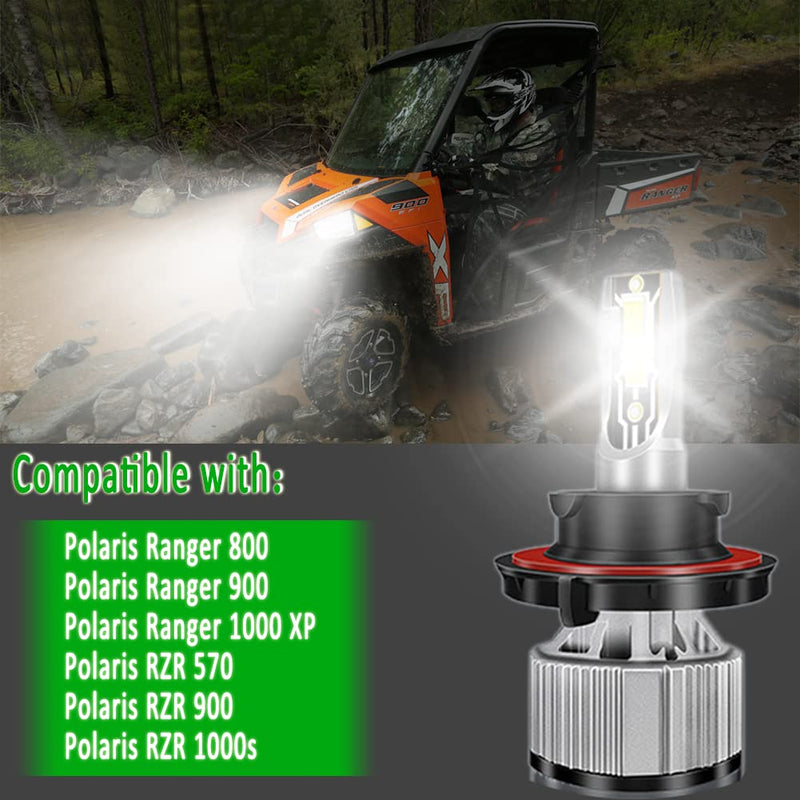  [AUSTRALIA] - Polaris light Bulb, H13/9008 UTV Fog Bulb compatible with Polaris Ranger 800 900 1000 XP bulb, RZR 570/900/1000s 4012279, Hi/Lo Beam 12000LM 60W Cool White, 2-Pack