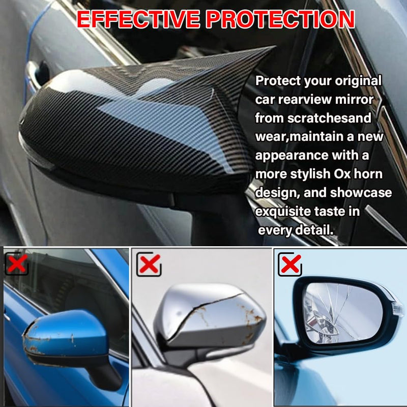 Ox Horn Side Rearview Mirror Cover Compatible with Toyota Corolla 2020 2021 2022 2023 2024 2025 Door Side Mirror Trim Cover(Carbon Fiber) Carbon Fiber