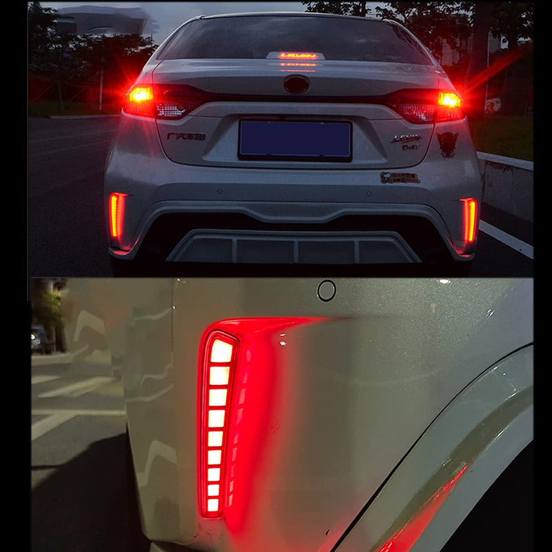 Red LED Rear Bumper Reflectors Fog Brake Tail Light Sequential Turn Signal Lamps Accessories Kit For 2020 2021 2022 2023 Toyota Corolla L LE SE (Rear Fog Light) Rear Fog Light