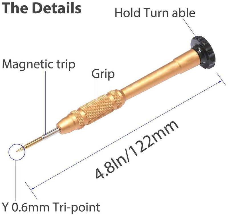 0.6mm Y Tip Y000 Tri-point Triwing Y Shape Magnetic Tri Screwdriver for Apple iPhone 7 iPhone 7 Plus iPhone 8 iPhone 8 Plus iPhone X,iPhone XR, XS, XS Max, Apple Watch