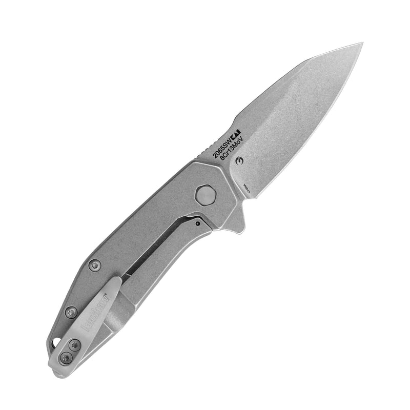 Kershaw Gravel Pocket Knife, Stonewashed, 2.5 Inch Stainless Steel Reverse Tanto Plain Edge Blade, EDC with Assisted Opening, Reversible Pocketclip, Everyday Carry Pocket Knife for Men and Women