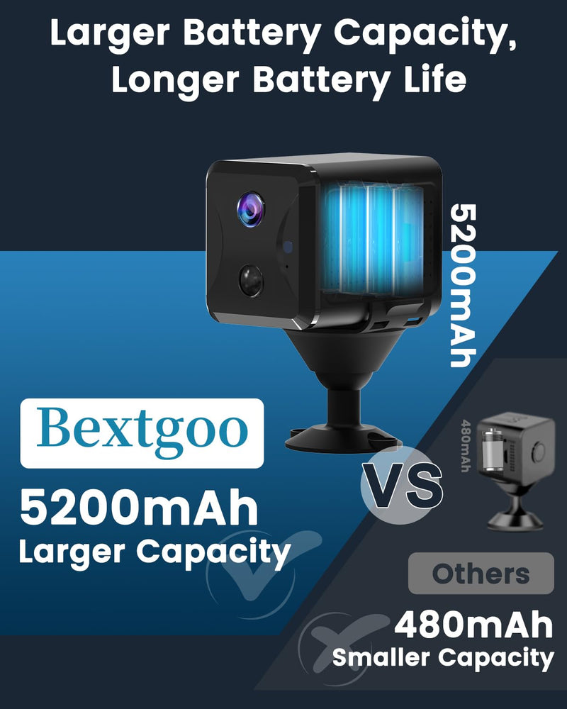 2K No WiFi Security Camera with SIM Card, 4G LTE Cellular Security Camera with 5200mAh High-Capacity Battery, 160° Wide View, Smart Motion Detection, 33ft Night Vision