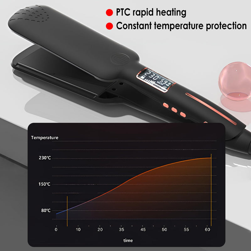 Wide Plate Hair Straighteners for Women,80°C-230°C Temperature Adjustable,LCD Digital Display,Using Advanced Ceramic Coating,Long-Lasting Constant Temperature