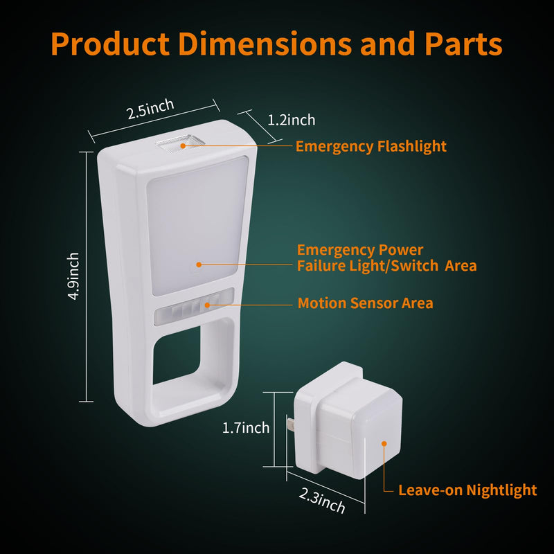 Dawnrise 3 Pack 5-in-1 Power Failure Night Light, Multifunctional Motion Sensor Nightlights, Plug in Night Lights, Emergency Lights for Home,Rechargeable Flashlights for Blackout,Hurricane