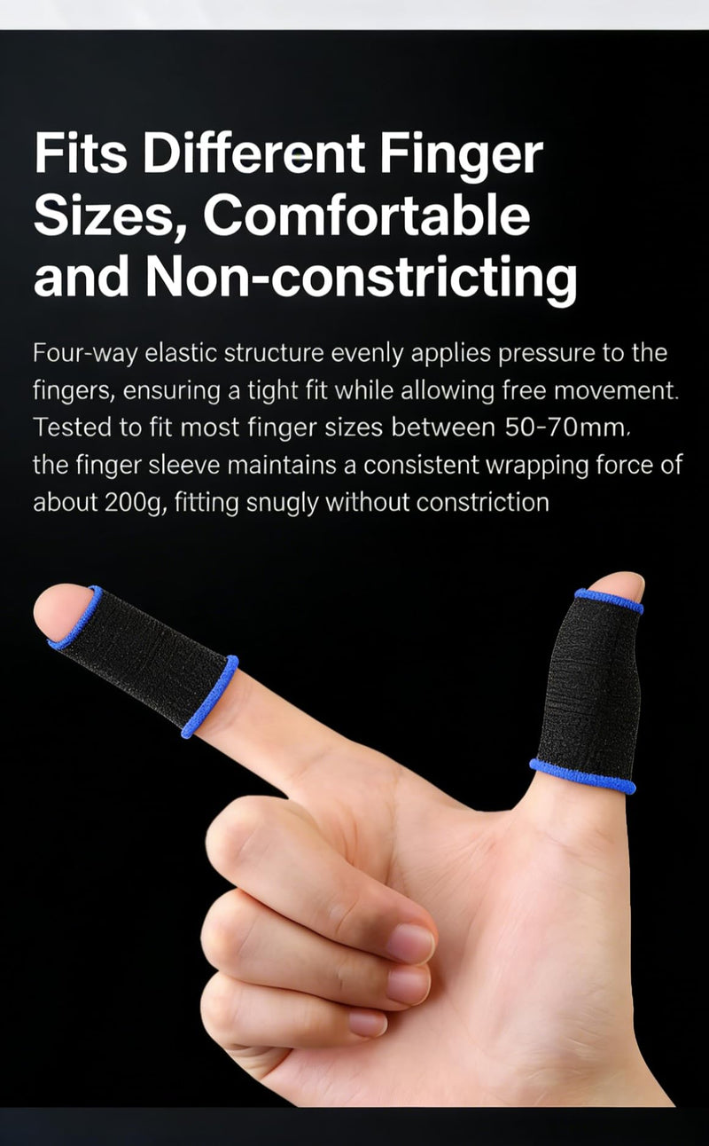 2 Pair Professional Mobile Gaming Finger Sleeves for Mobile Gaming, All Touchscreen Devices - Ultra-Thin Silver Fiber, 24-Pin, Anti-Sweat, Anti-Slip, Breathable, Colors Random