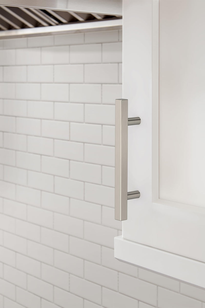 Amerock Bar Pulls Square 3-3/4 inch (96 mm) Center-to-Center Satin Nickel Cabinet Pull - 10 Pack