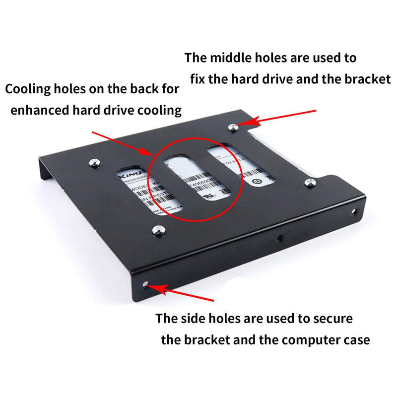 HDD SSD Mounting Bracket 2.5 to 3.5 Adapter Hard Drive Holder (Single Drive, 2 Pack + Yellow SATA II Cables) Single Drive, 2 Pack + Yellow SATA II Cables