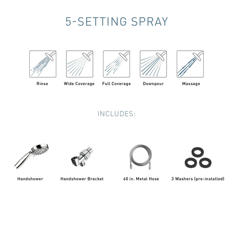 Moen 20016 Ignite Dual Hand Held And Multi Function Shower Head Combo Package With Hose And Diverter, Chrome, 3.75" Pack of 1 Showerhead + Handheld Showerhead