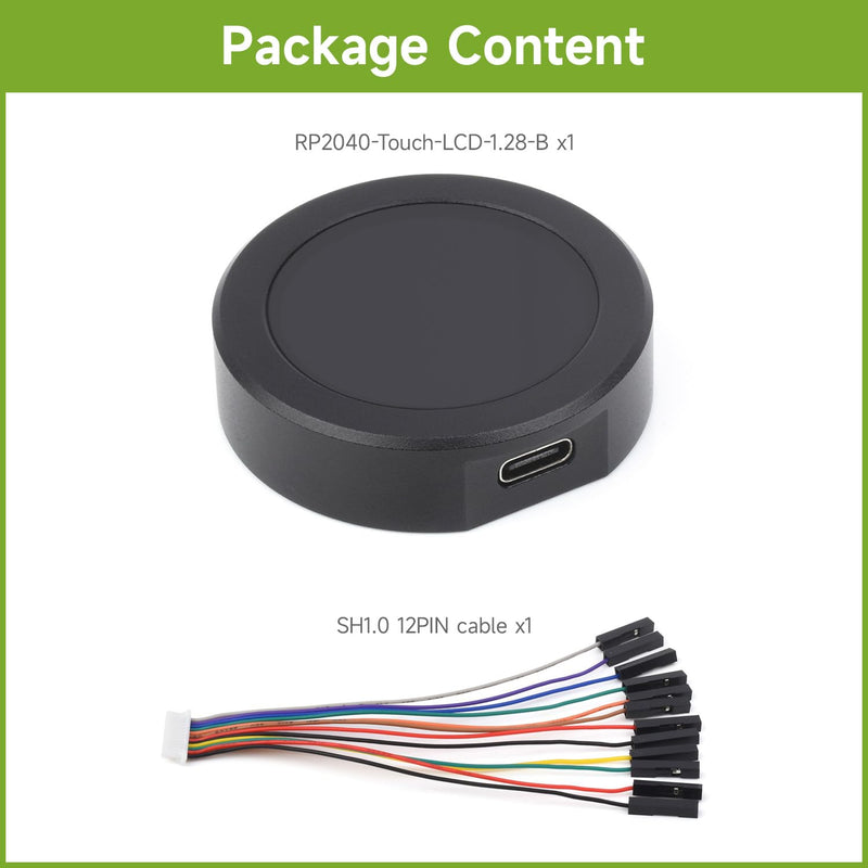 Waveshare RP2040 Microcontroller Development Board, with 1.28inch Round Touch LCD, Compact Size, Accelerometer and Gyroscope Sensor, with CNC Metal Case