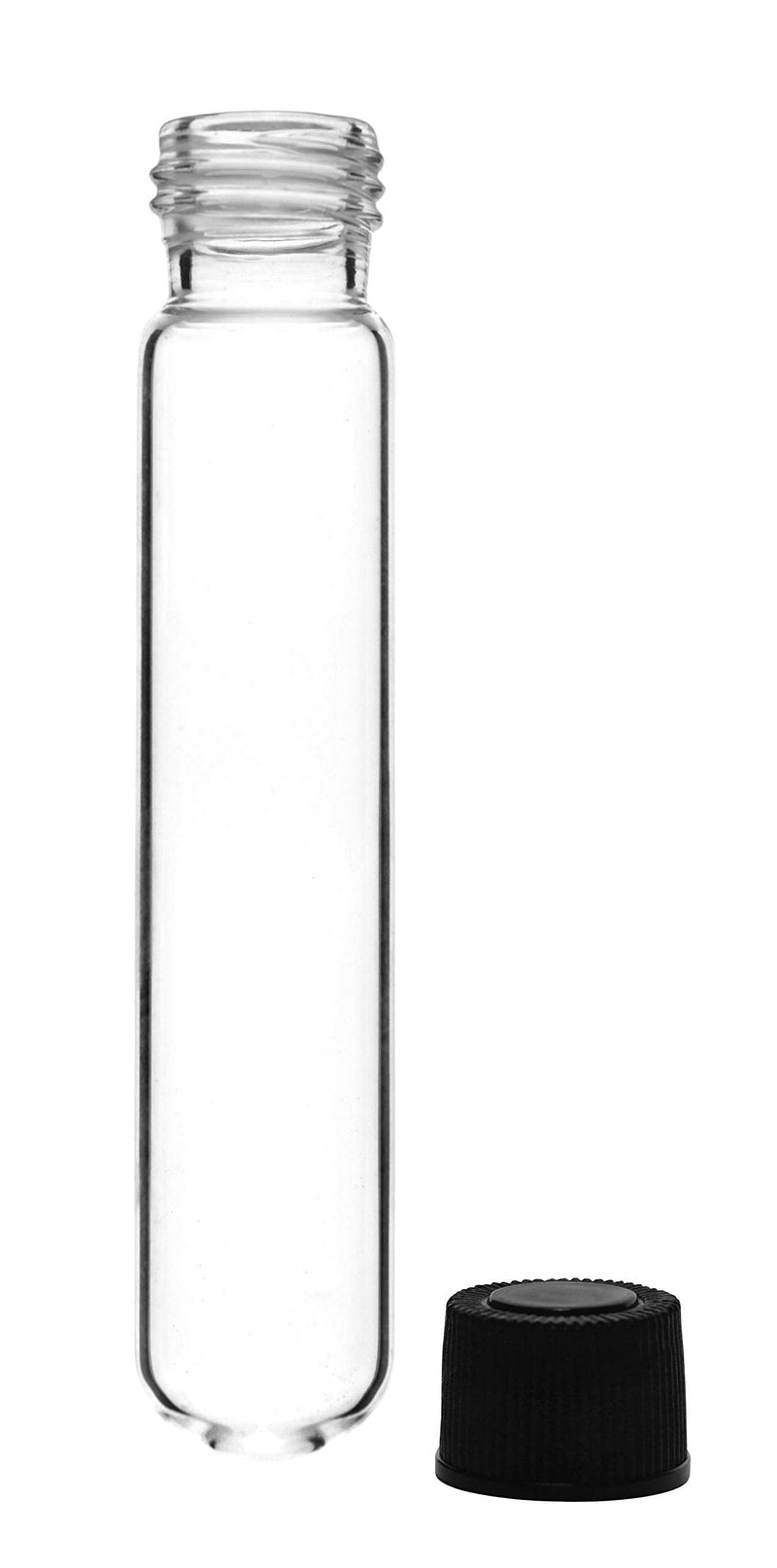 EISCO 24PK Test Tubes, 30ml - Bakelite Screw Cap with Rubber Liner - Borosilicate 3.3 Glass - 3.9" x 1" - Round Bottom - Leak Proof 24