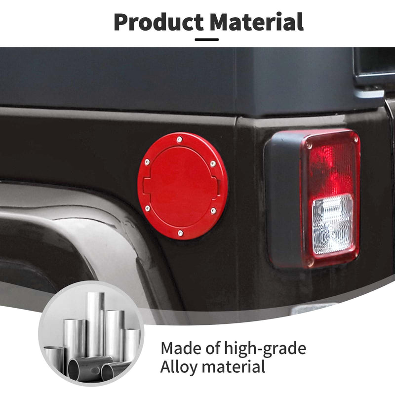 JWWY for JK Fuel Tank Cap Gas Cap Fuel Filler Petrol Tank Cover Protection Fit for Jeep Wrangler JK 2007-2017 Exterior Accessories Aluminum Alloy Red